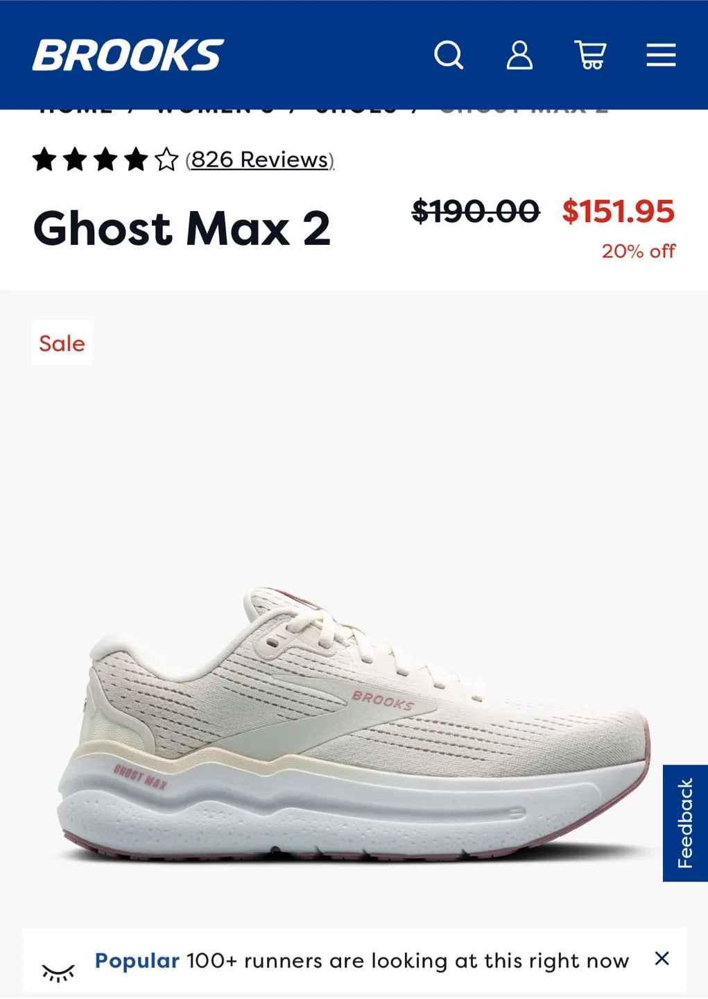 Brooks Ghost Max 2 Women's Running Shoes - Size 8.5 thumbnail