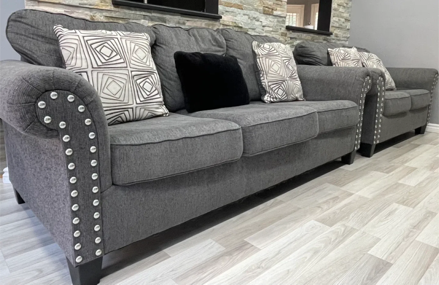 Ashley Grey Sofa and Loveseat Set image indicator(5)