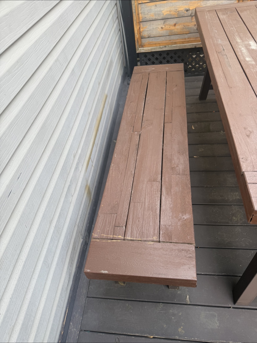 Brown Wooden Outdoor Table with Benches - photo 3