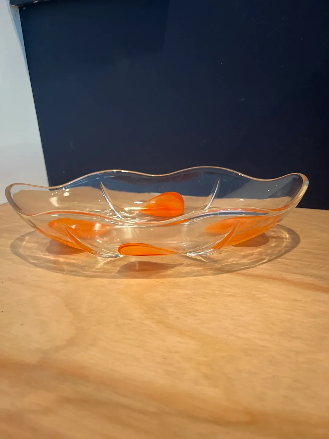 vintage Anchor Hocking Orange Leaf Chip and Dip Bow image indicator(3)