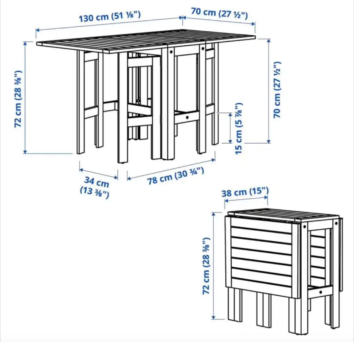 IKEA ÄPPLARÖ Gateleg Patio Table + Stain image indicator(3)