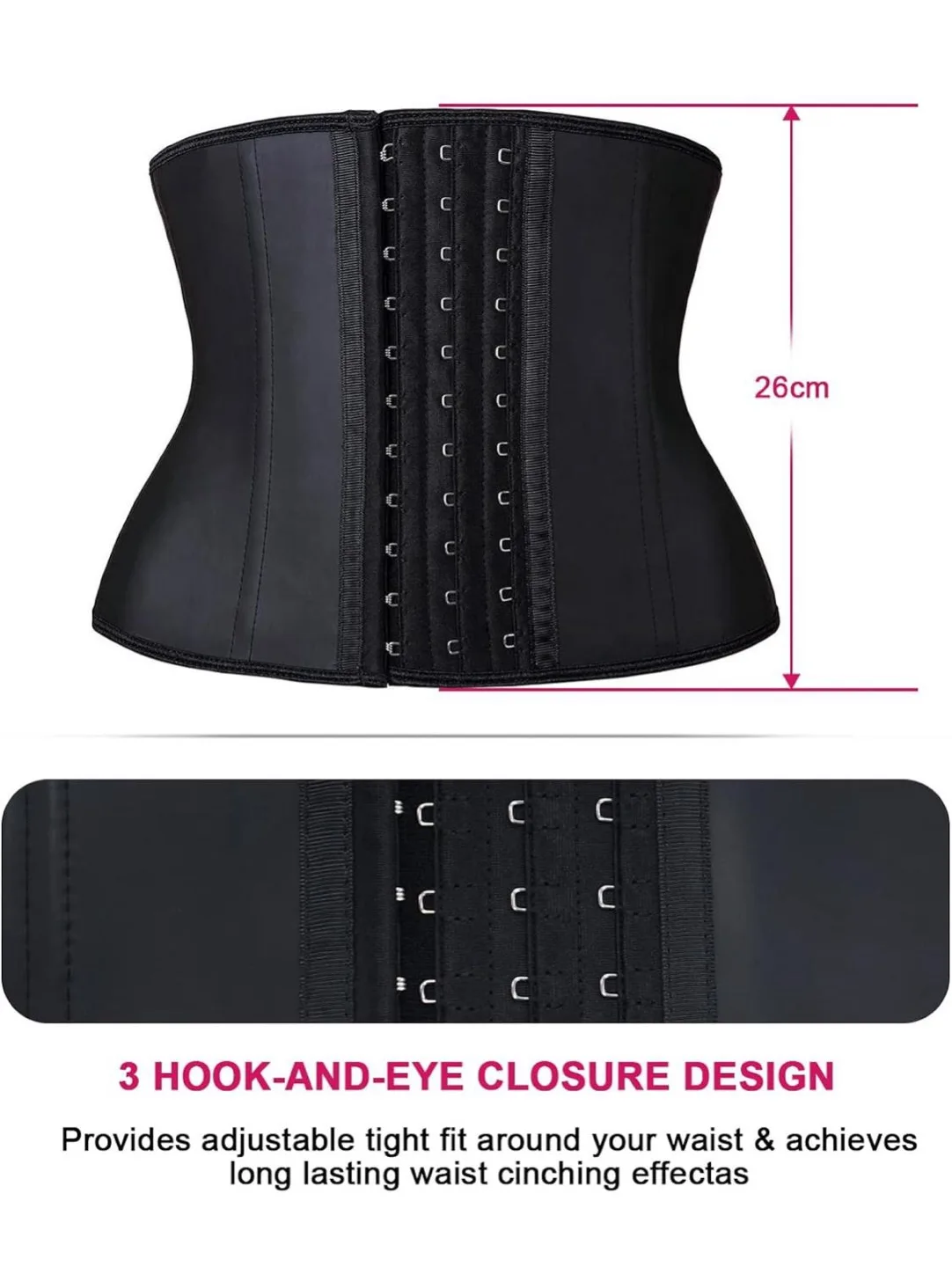 YIANNA Black Waist Trainer Corset - Size M image indicator(4)