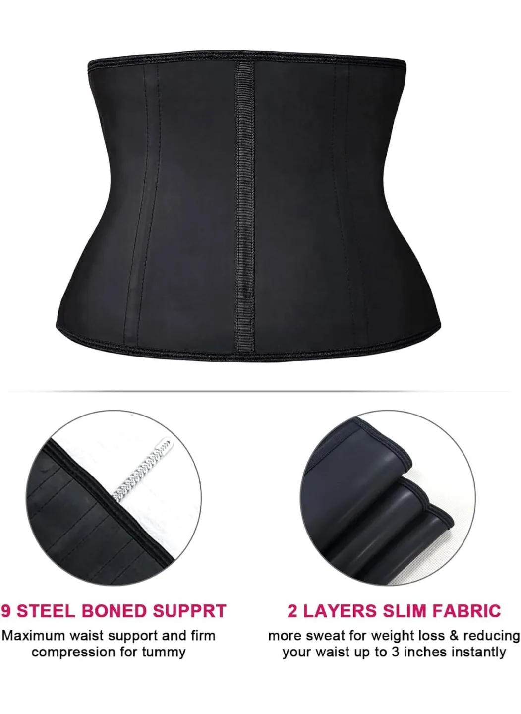 YIANNA Black Waist Trainer Corset - Size M image indicator(5)