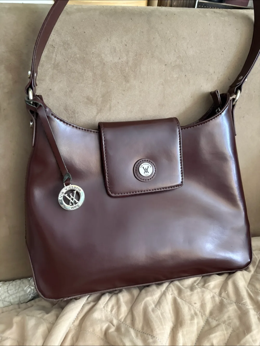 Via Victoria Burgundy/Brown Shoulder Bag thumbnail