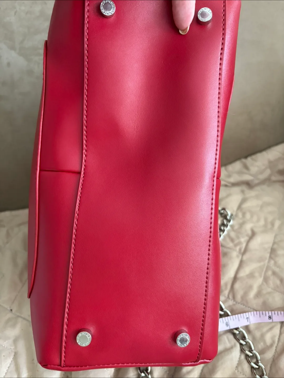Danier Red Leather Top handle Bag w/detachable chain strap image indicator(5)