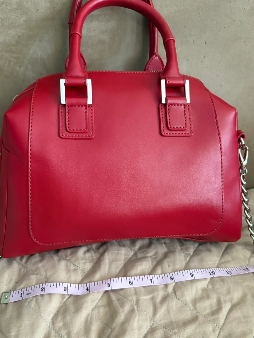 Danier Red Leather Top handle Bag w/detachable chain strap thumbnail