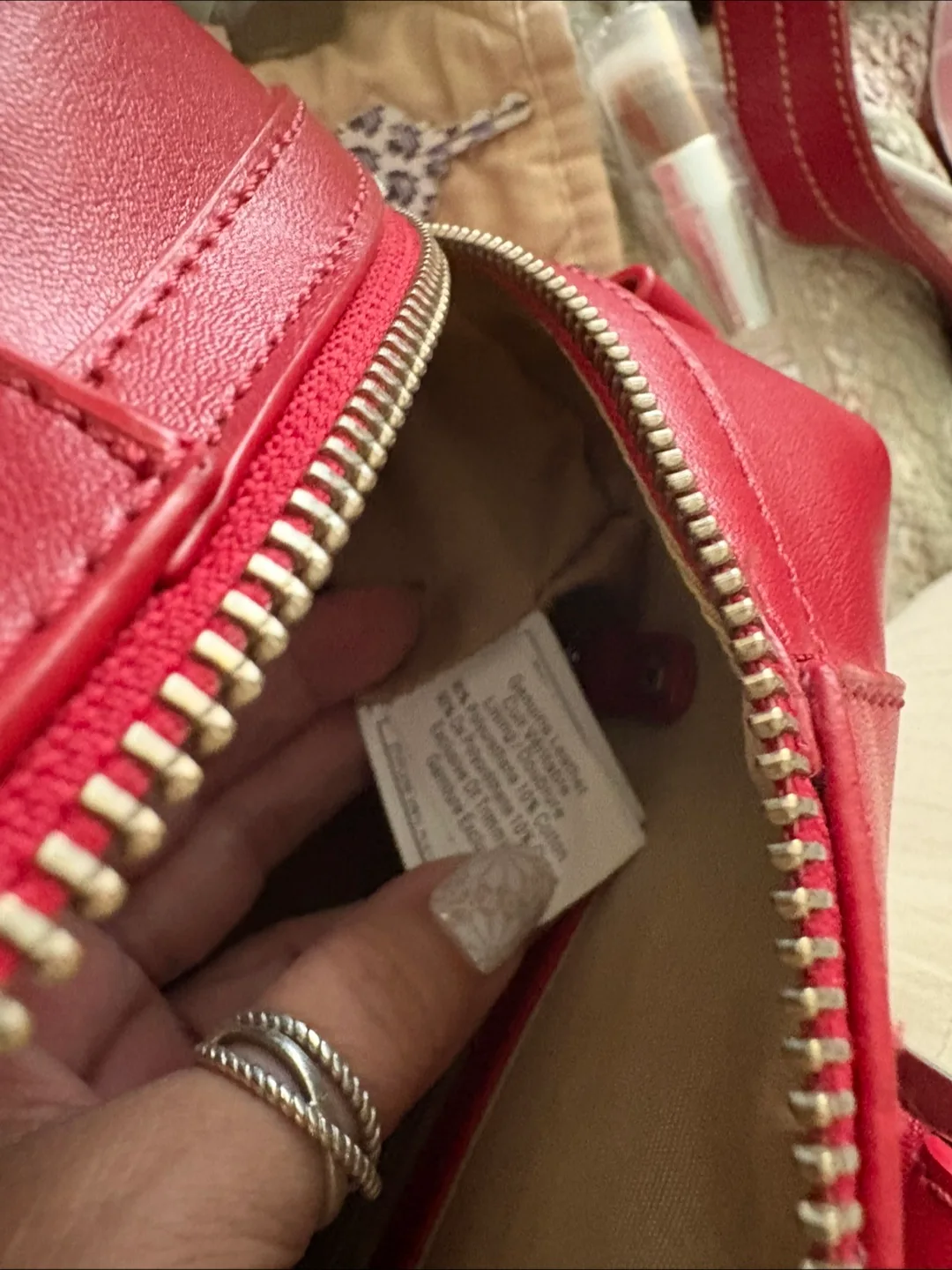 Danier Red Leather Top handle Bag w/detachable chain strap image indicator(8)