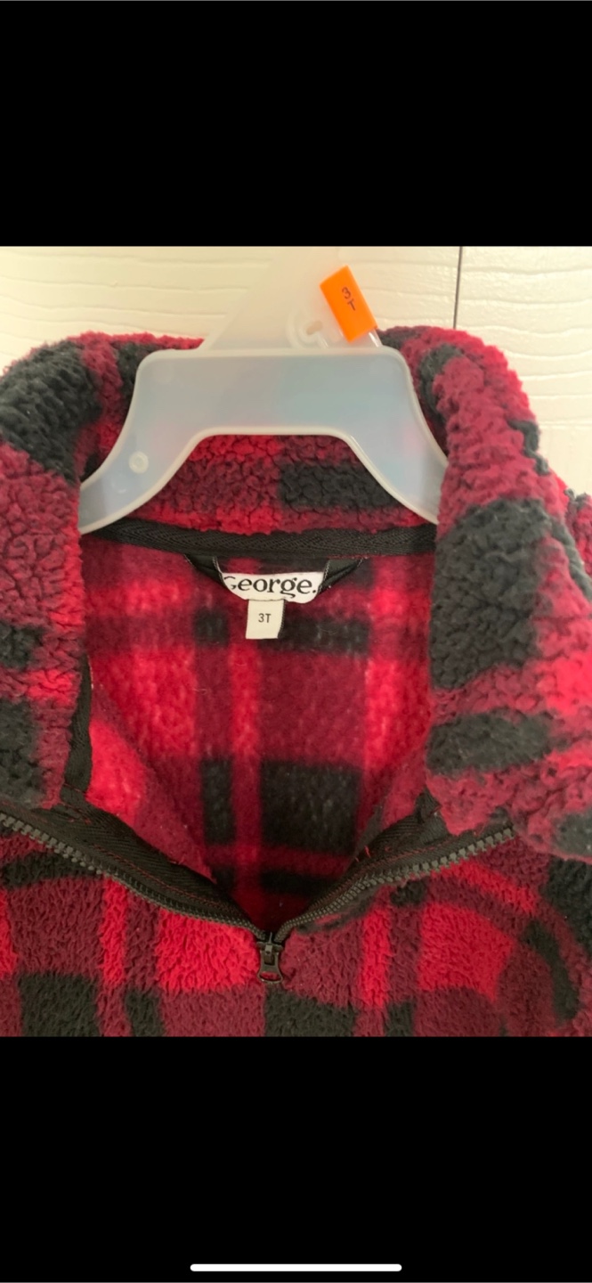 George Kids 3T Red & Black Plaid Fleece Pullover - photo 3