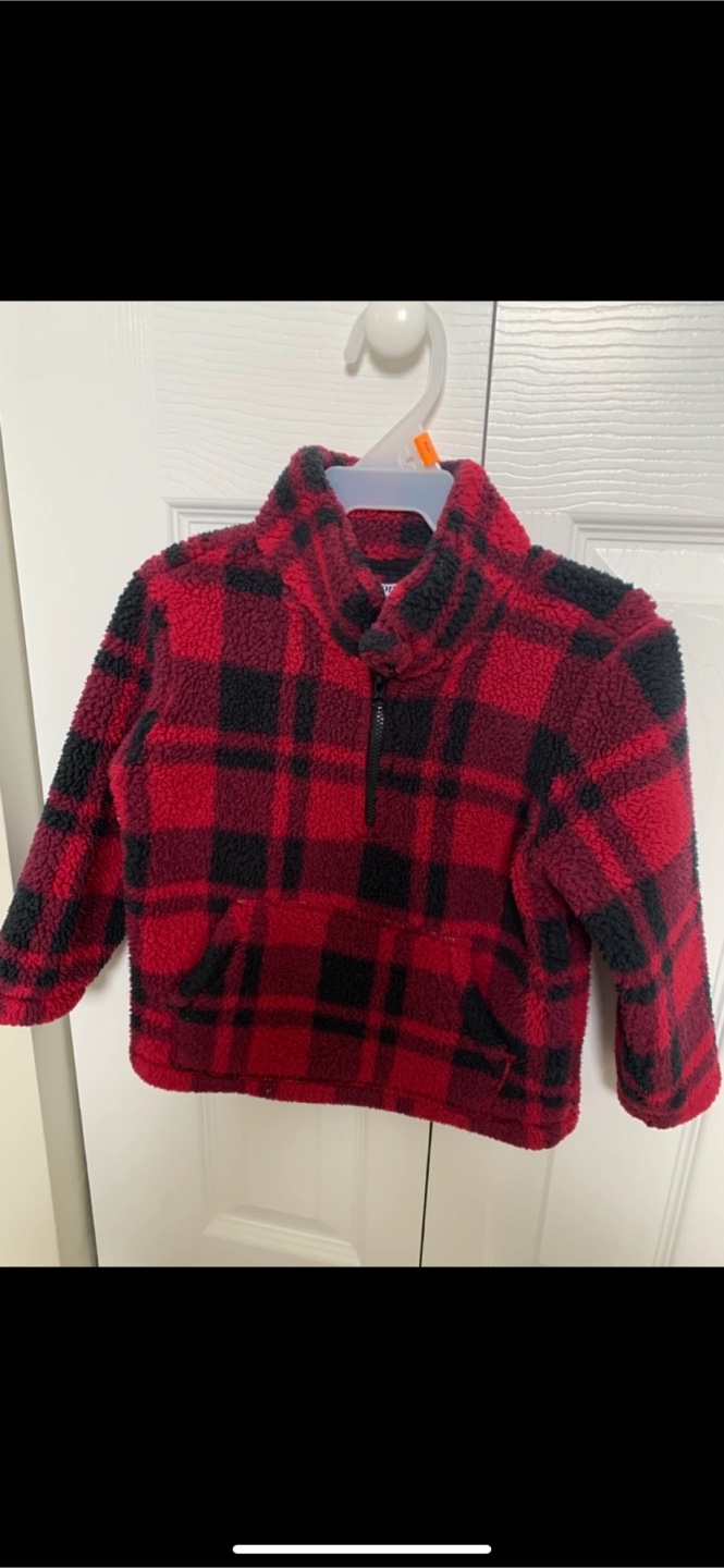 George Kids 3T Red & Black Plaid Fleece Pullover
