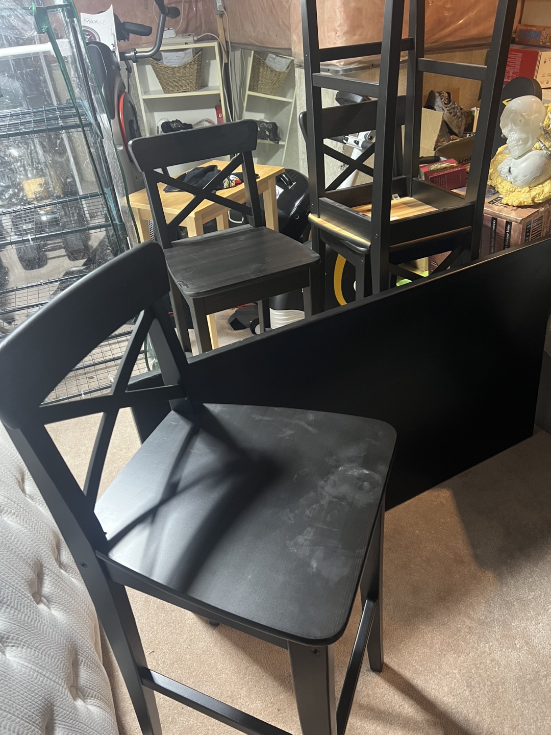 Bar-height table and 4 chairs - Black