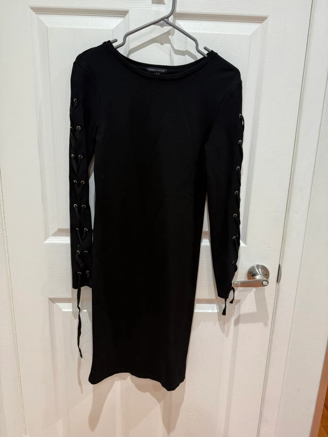 Black Lace-Up Detail Long Sleeve Dress thumbnail