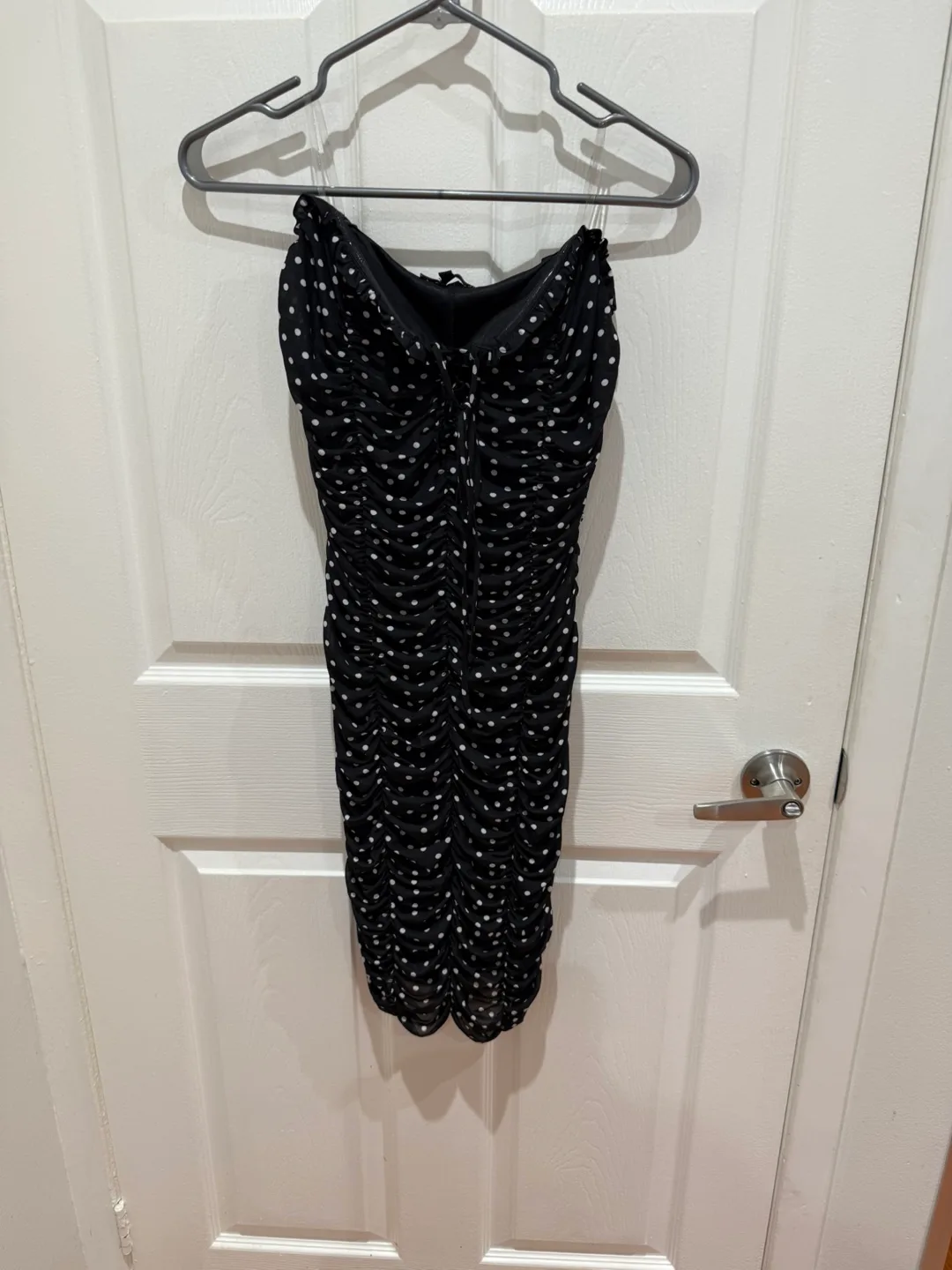 Fashion Nova Black and White Polka Dot Mini Dress thumbnail