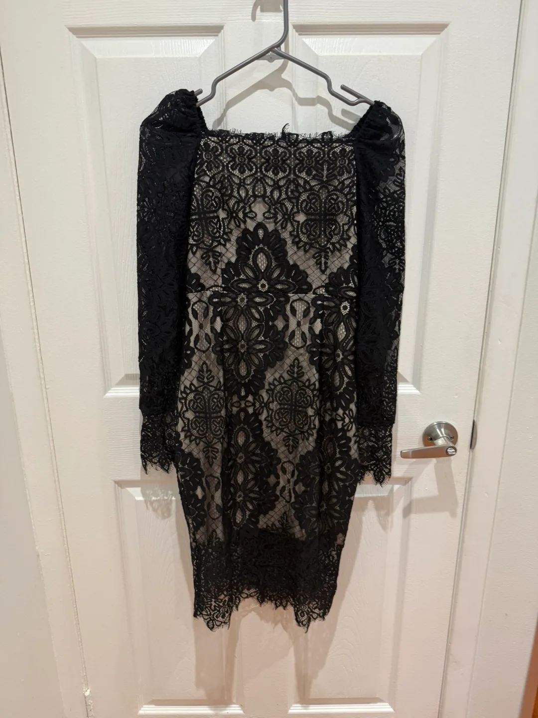 Black Lace Midi Dress with Long Sleeves thumbnail
