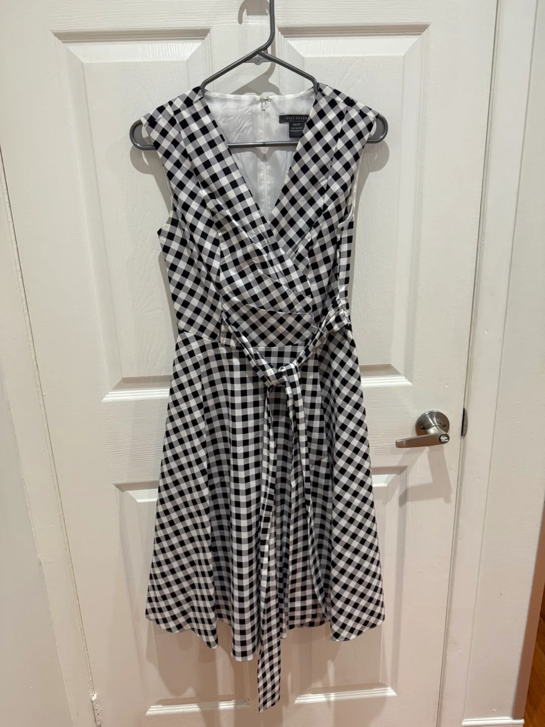Suzy Shier Black and White Gingham Dress thumbnail