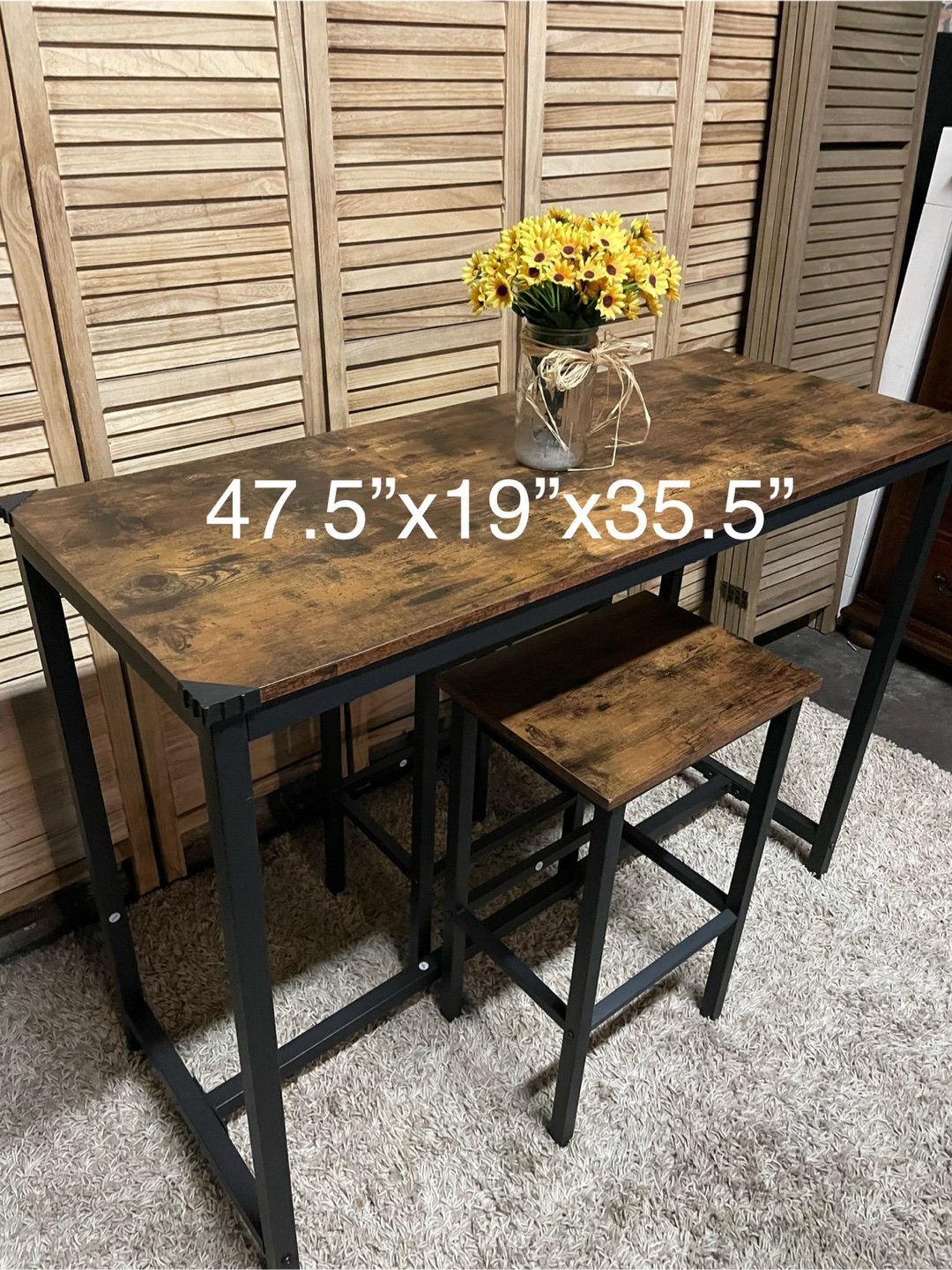 Rustic Bar Table with 2 Stools - photo 5