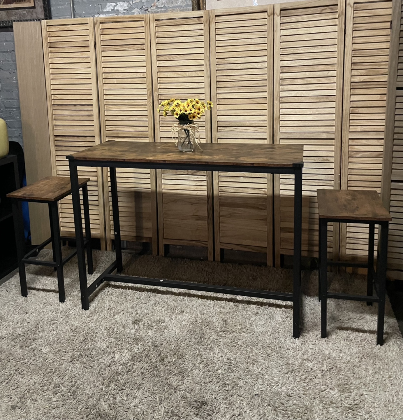Rustic Bar Table with 2 Stools