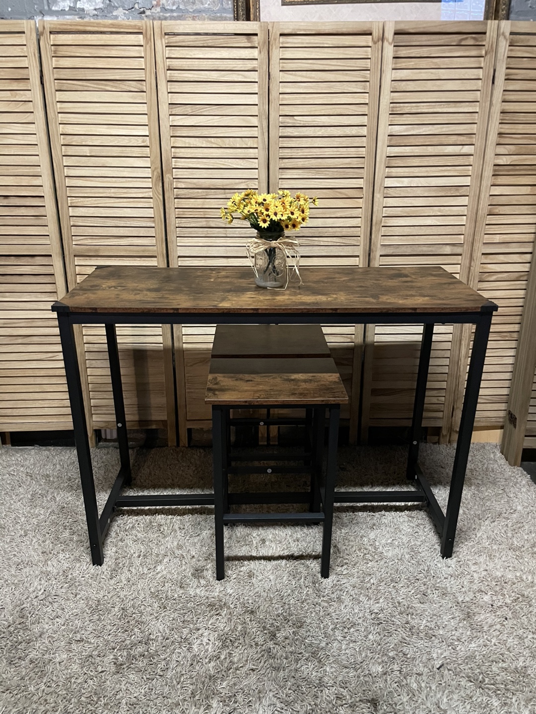 Rustic Bar Table with 2 Stools - photo 4