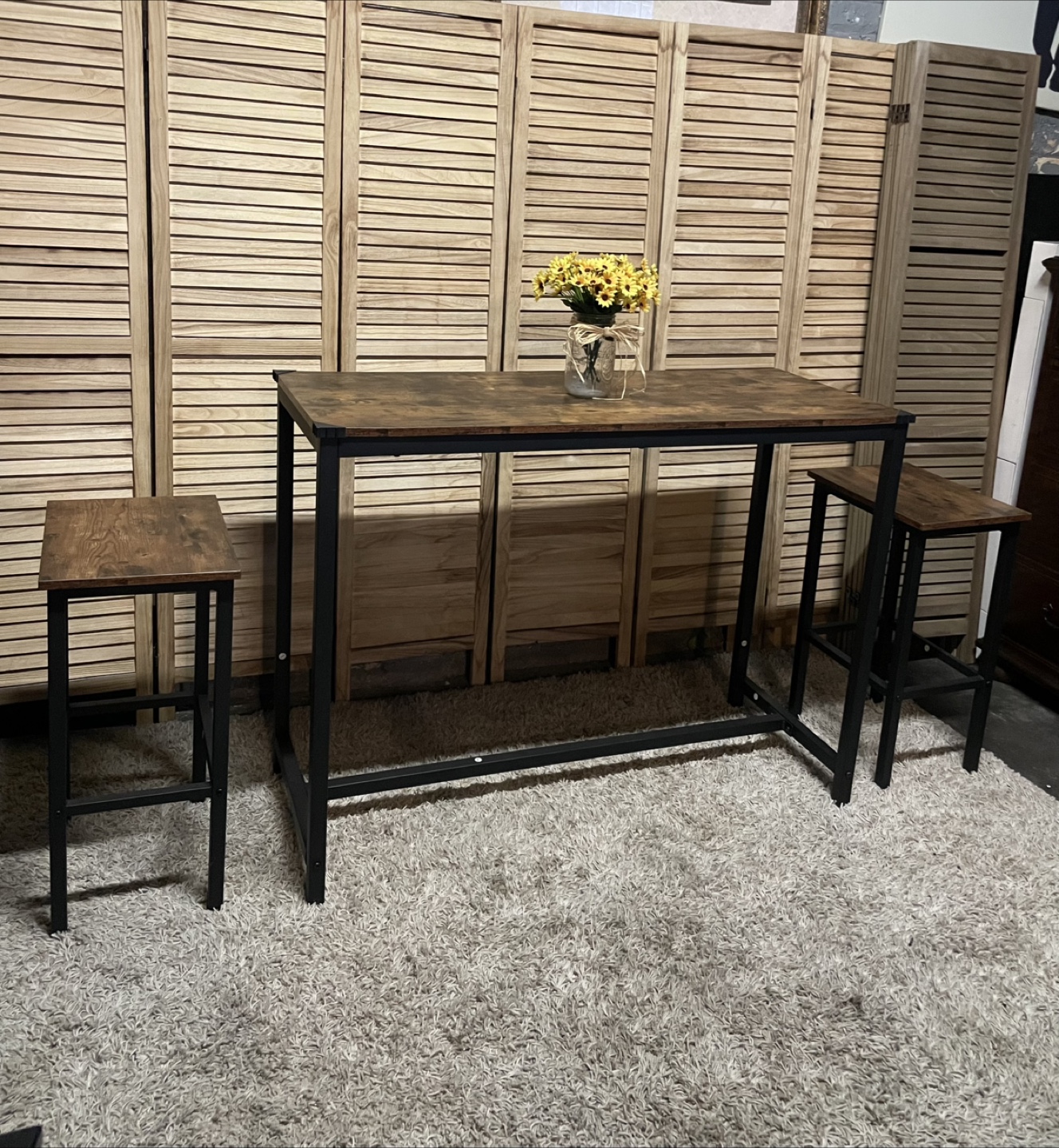 Rustic Bar Table with 2 Stools - photo 3