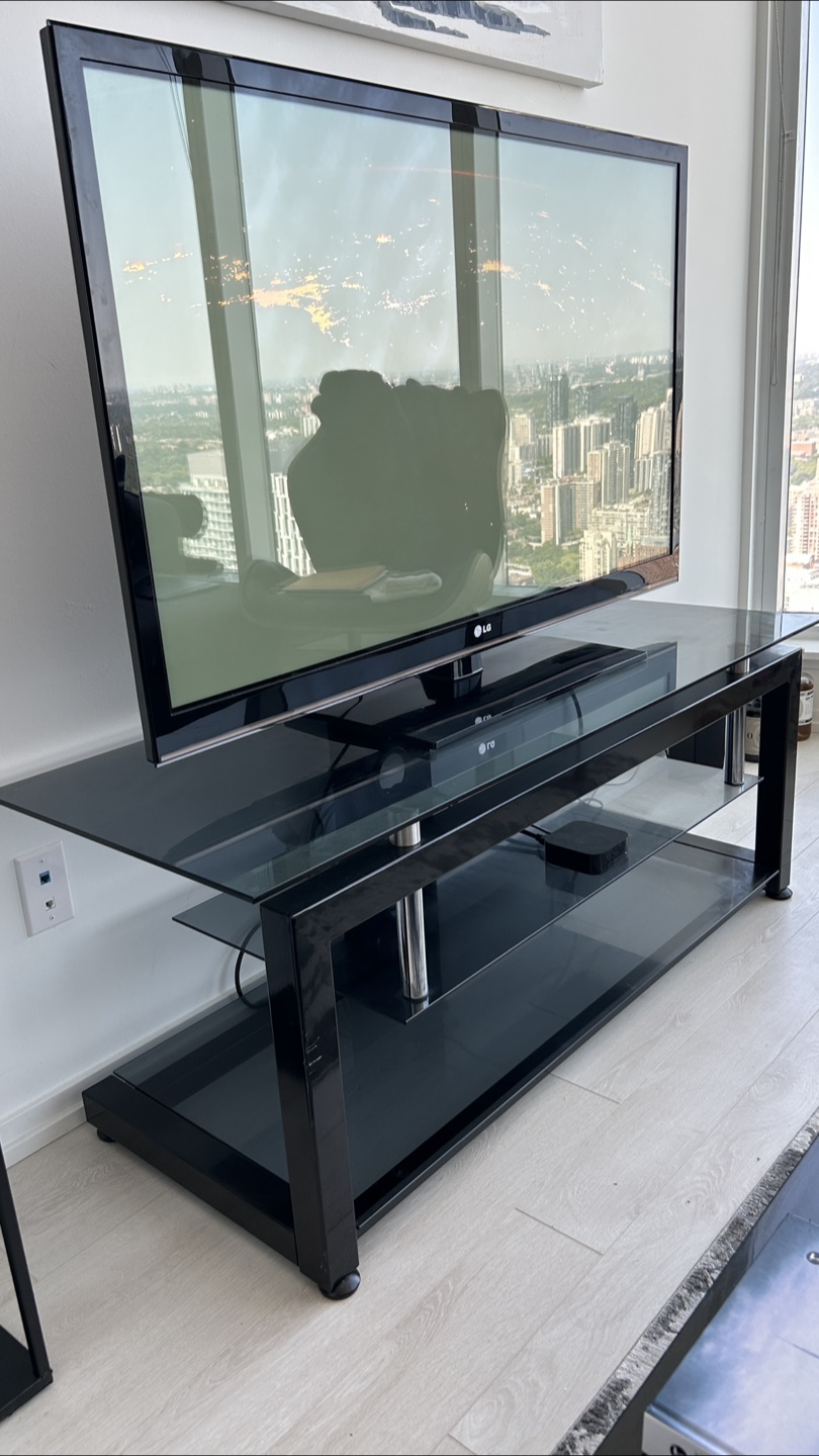 50” LG TV & Black Glass TV Stand - photo 2