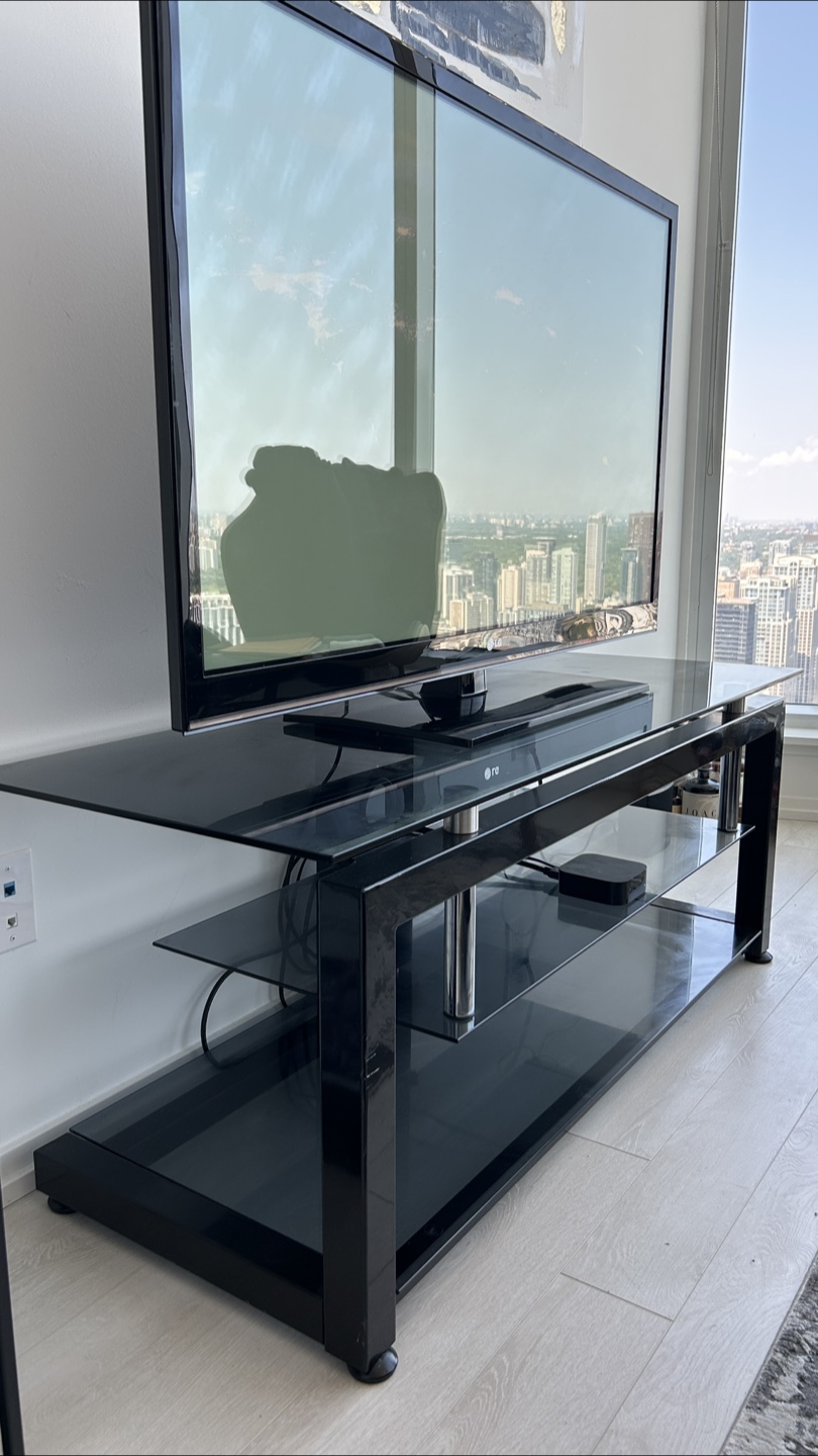50” LG TV & Black Glass TV Stand - photo 3