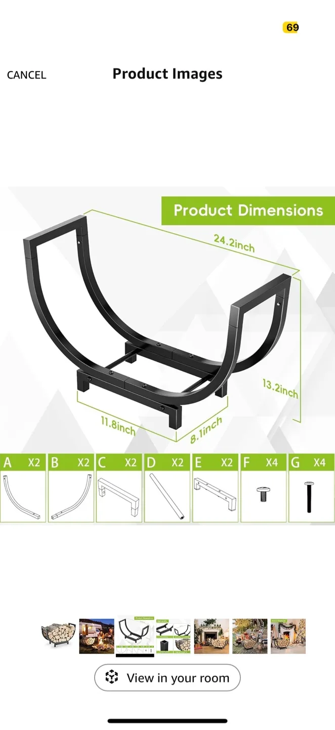 New in box - 24” Firewood Rack for Outdoor and Indoor image indicator(2)