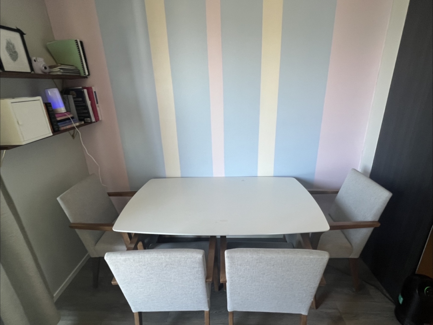 Dining Table with 4 Chairs -  Grey and Wood