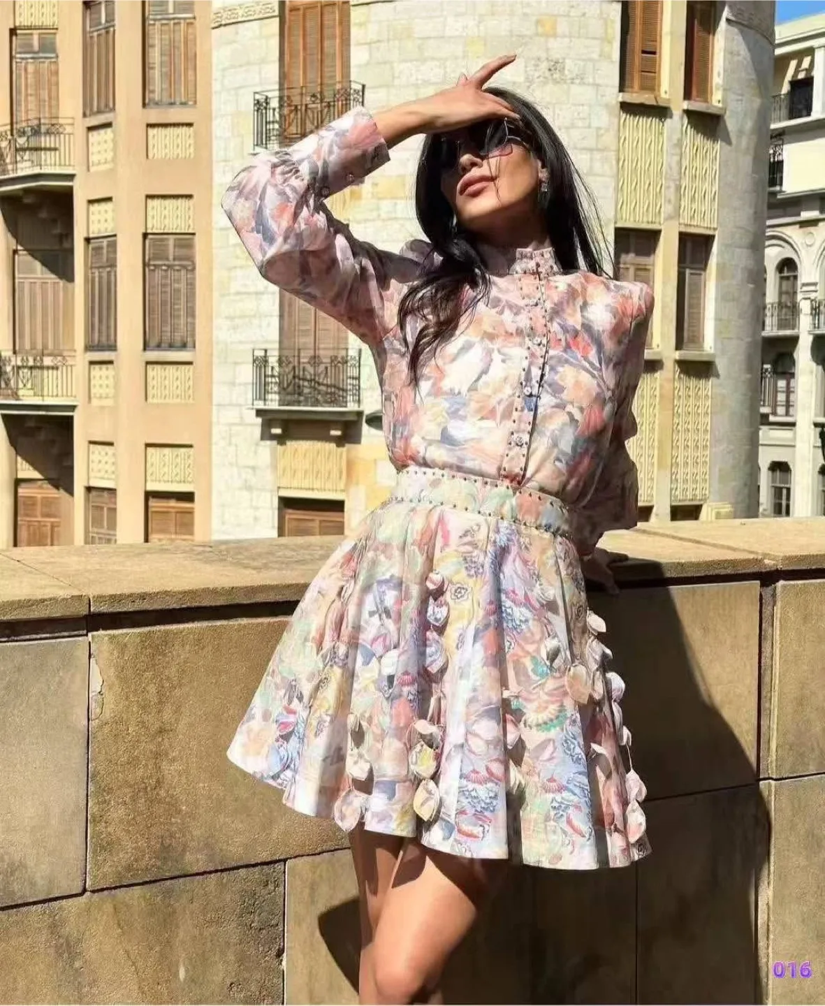 Floral Print Skirt and Blouse Set Small image indicator(2)