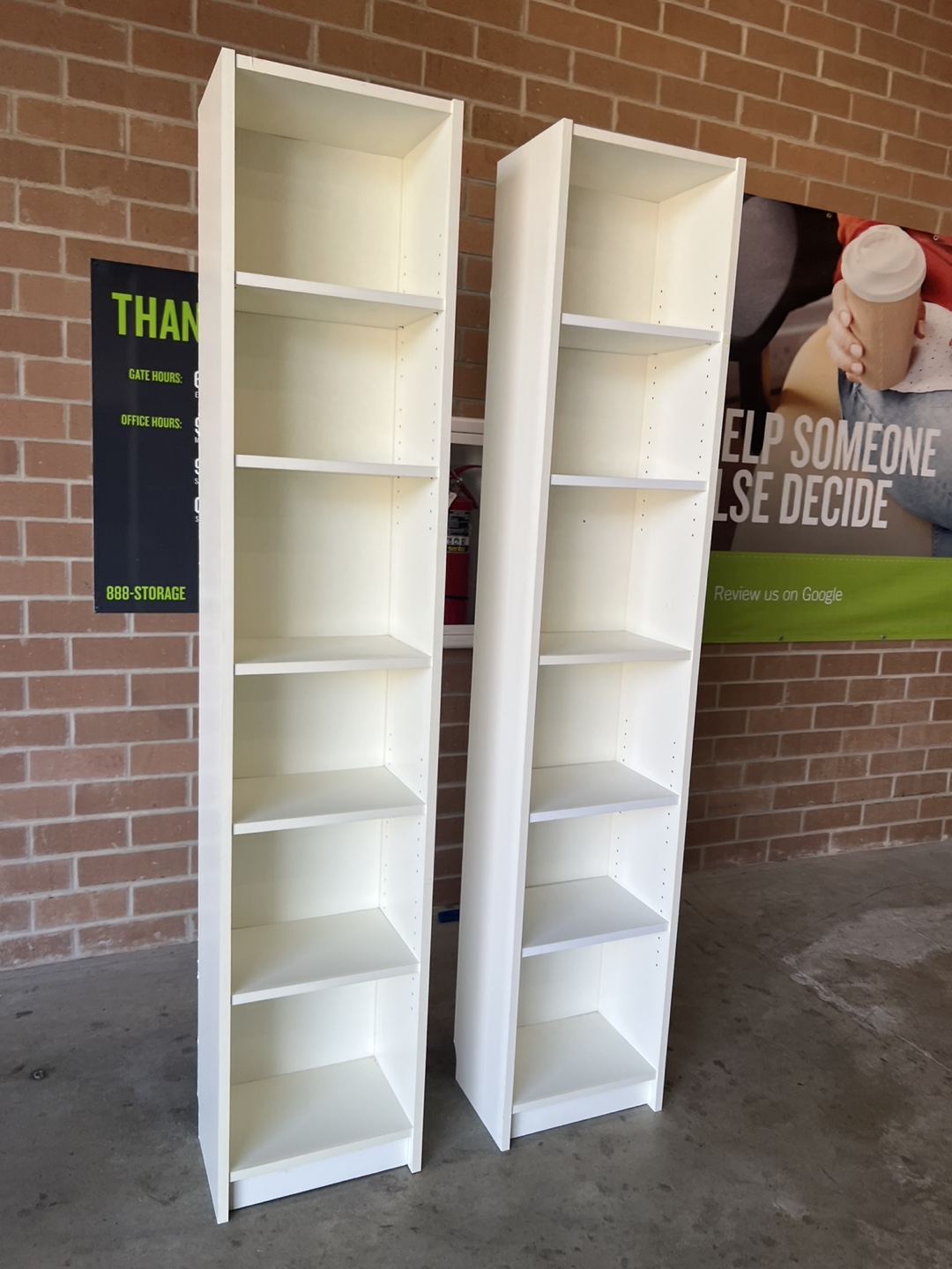 Skinny White Bookcases - Set of 2 - photo 4