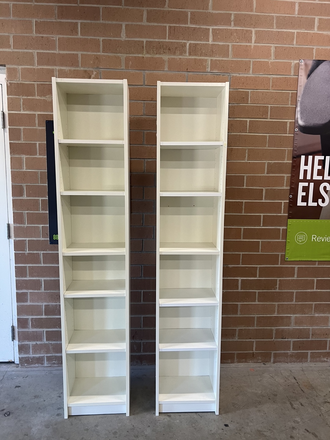 Skinny White Bookcases - Set of 2
