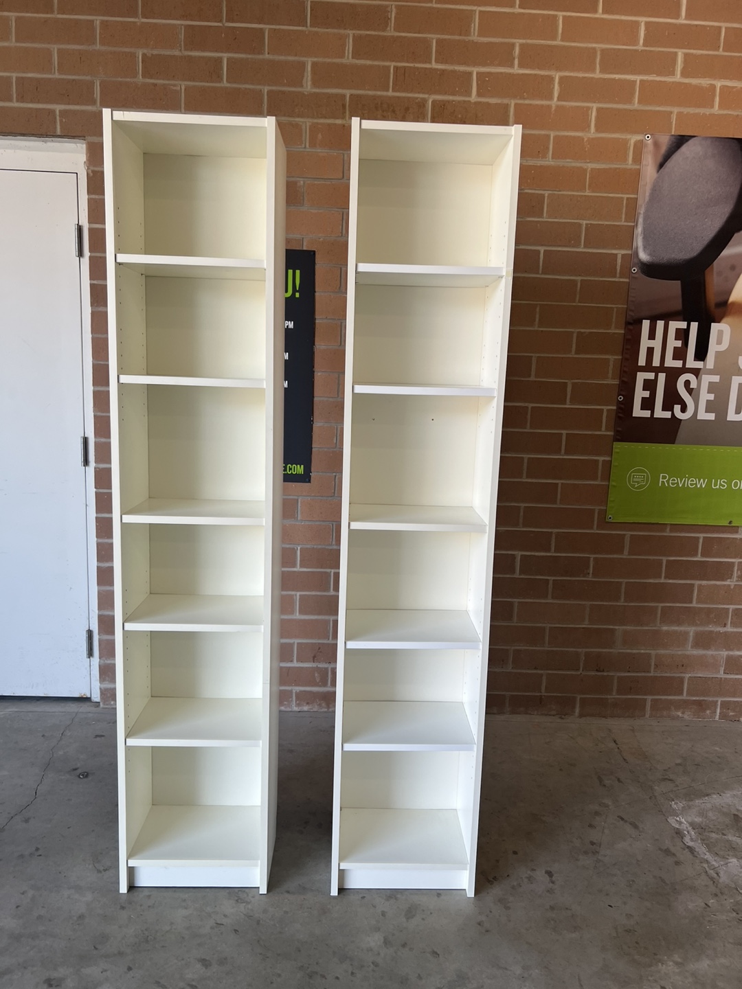 Skinny White Bookcases - Set of 2 - photo 2