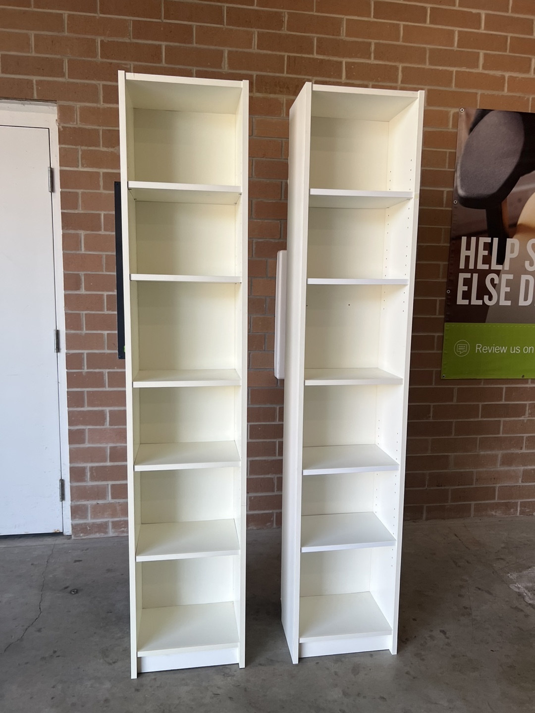 Skinny White Bookcases - Set of 2 - photo 3