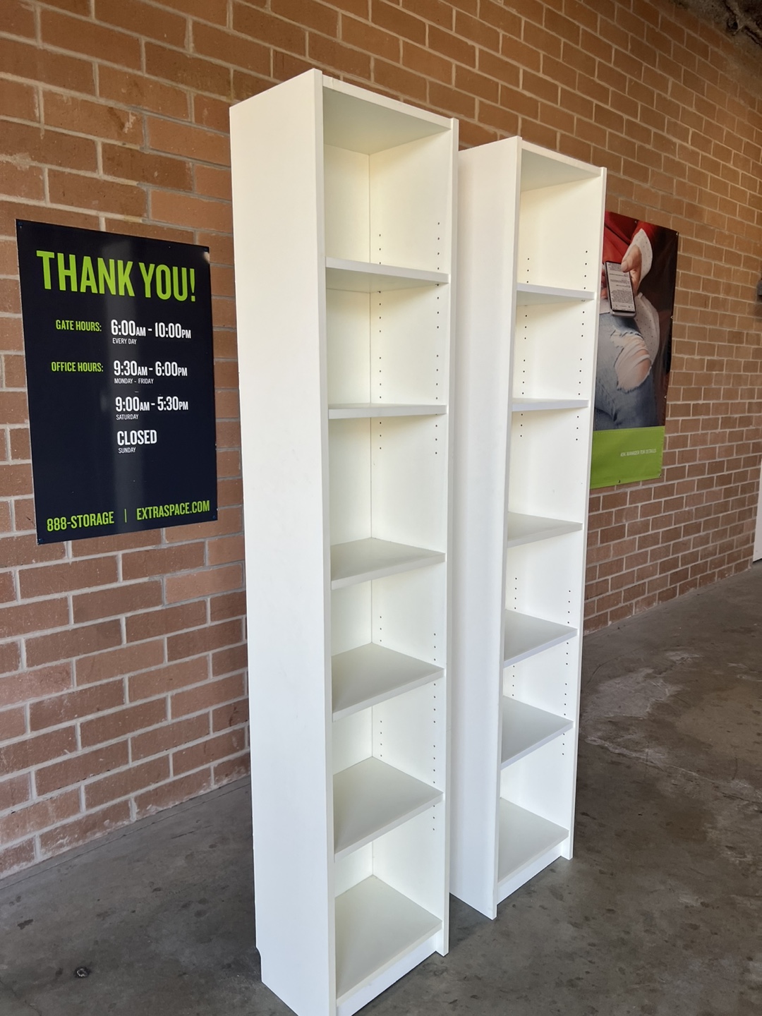 Skinny White Bookcases - Set of 2 - photo 5