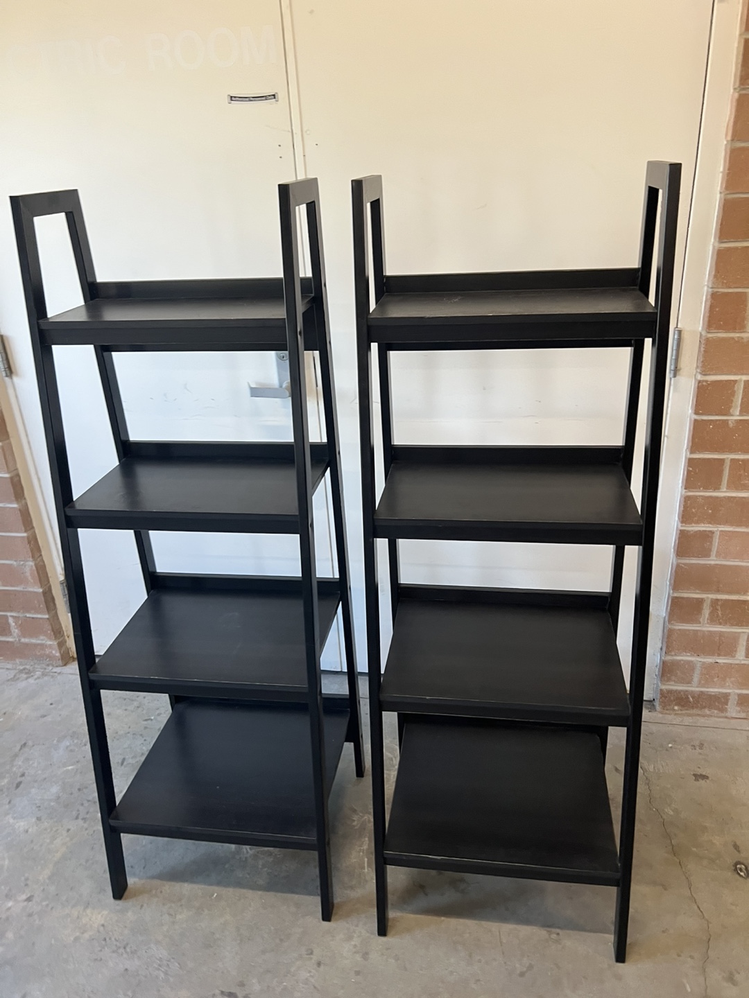 Two Black Ladder Shelf Bookcases - photo 5