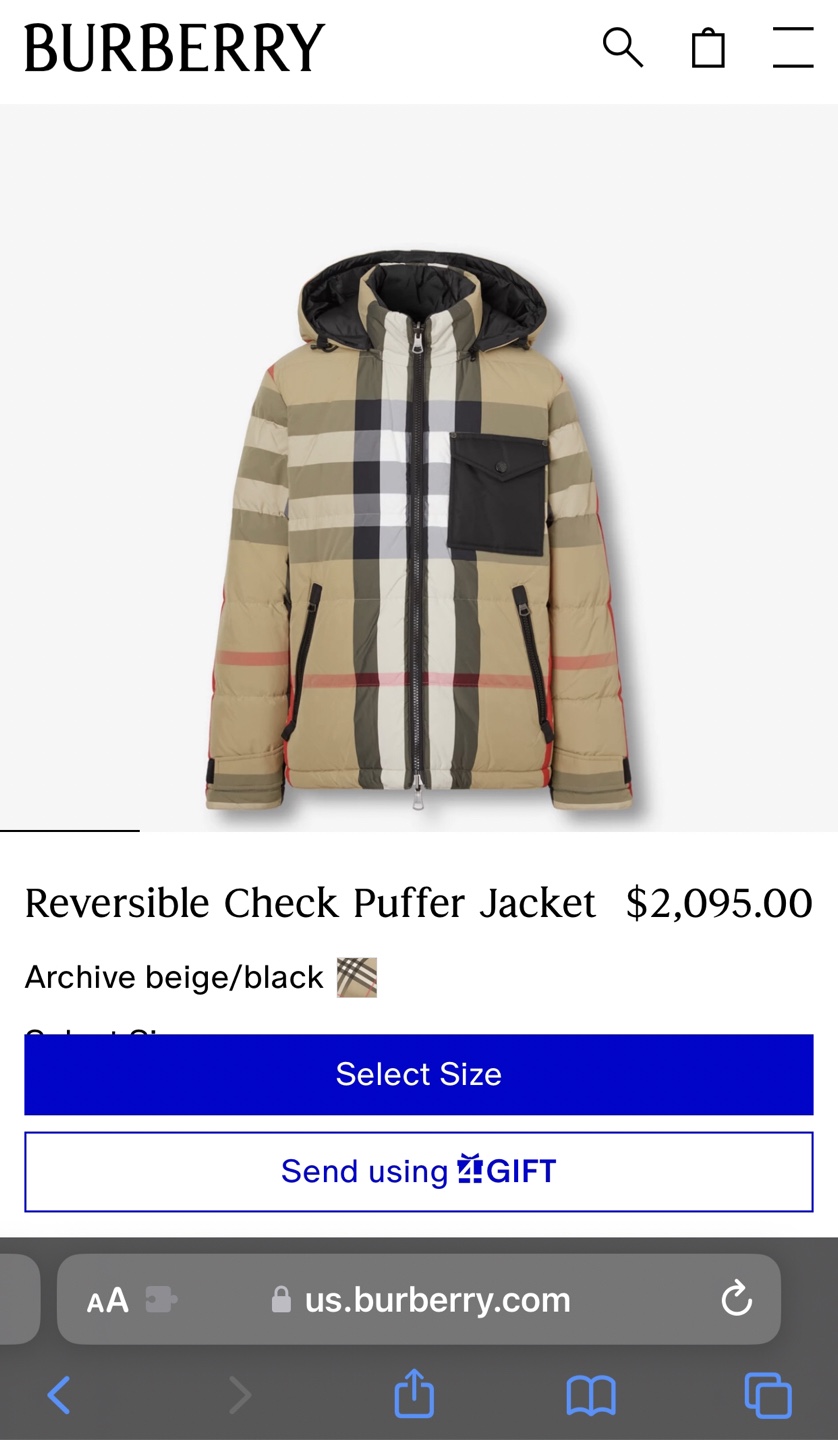 Burberry Reversible Puffer Jacket