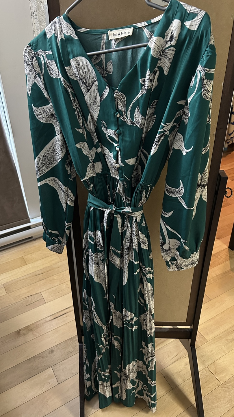 Joli & Jolly Paris Floral Green Dress - Size M