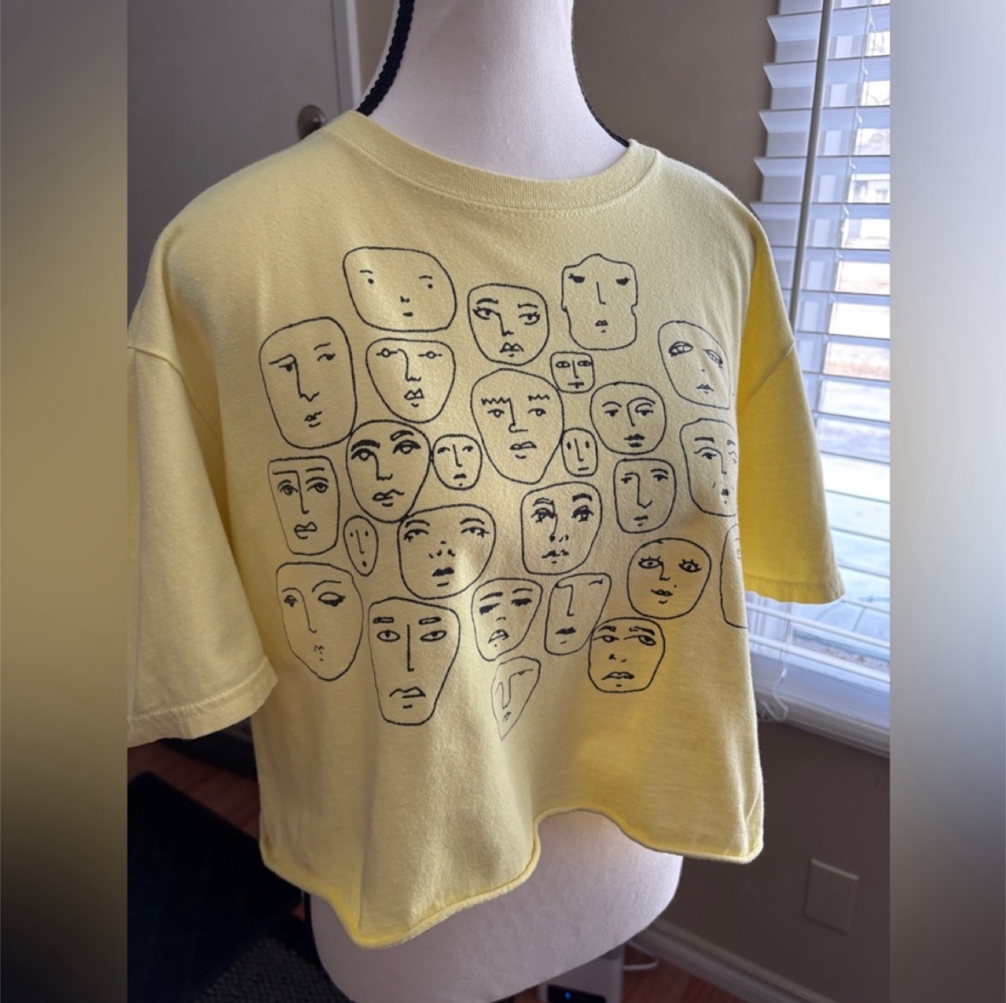 Yellow Cropped Graphic Tee