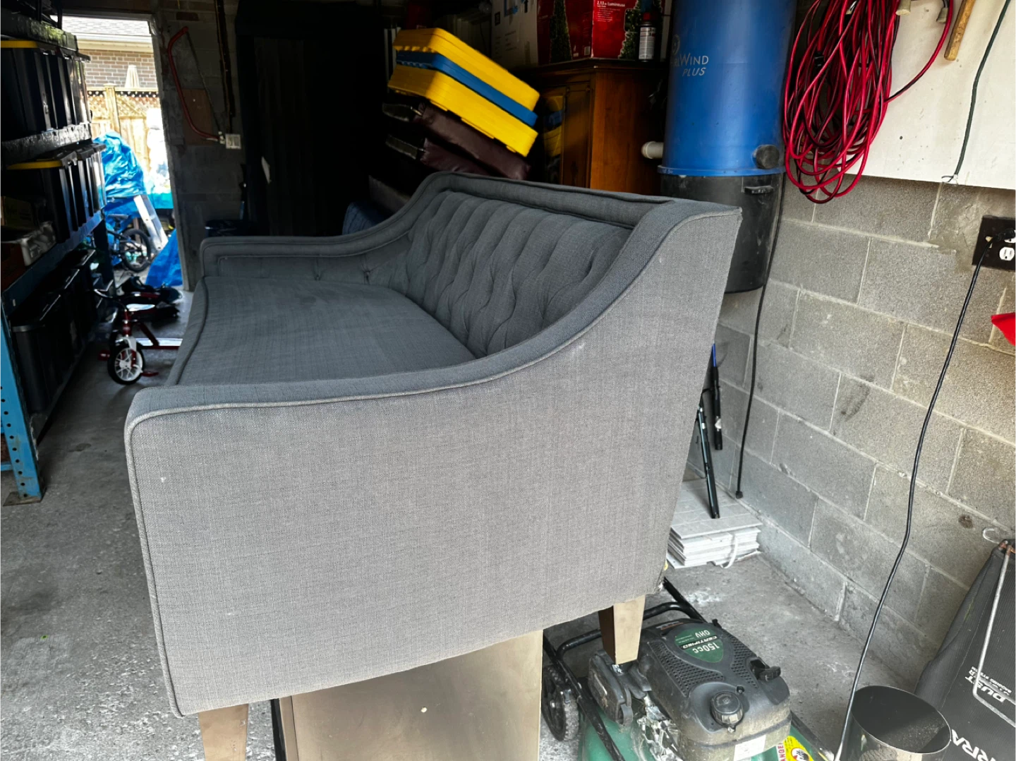 Grey Tufted Sofa Couch - photo 2