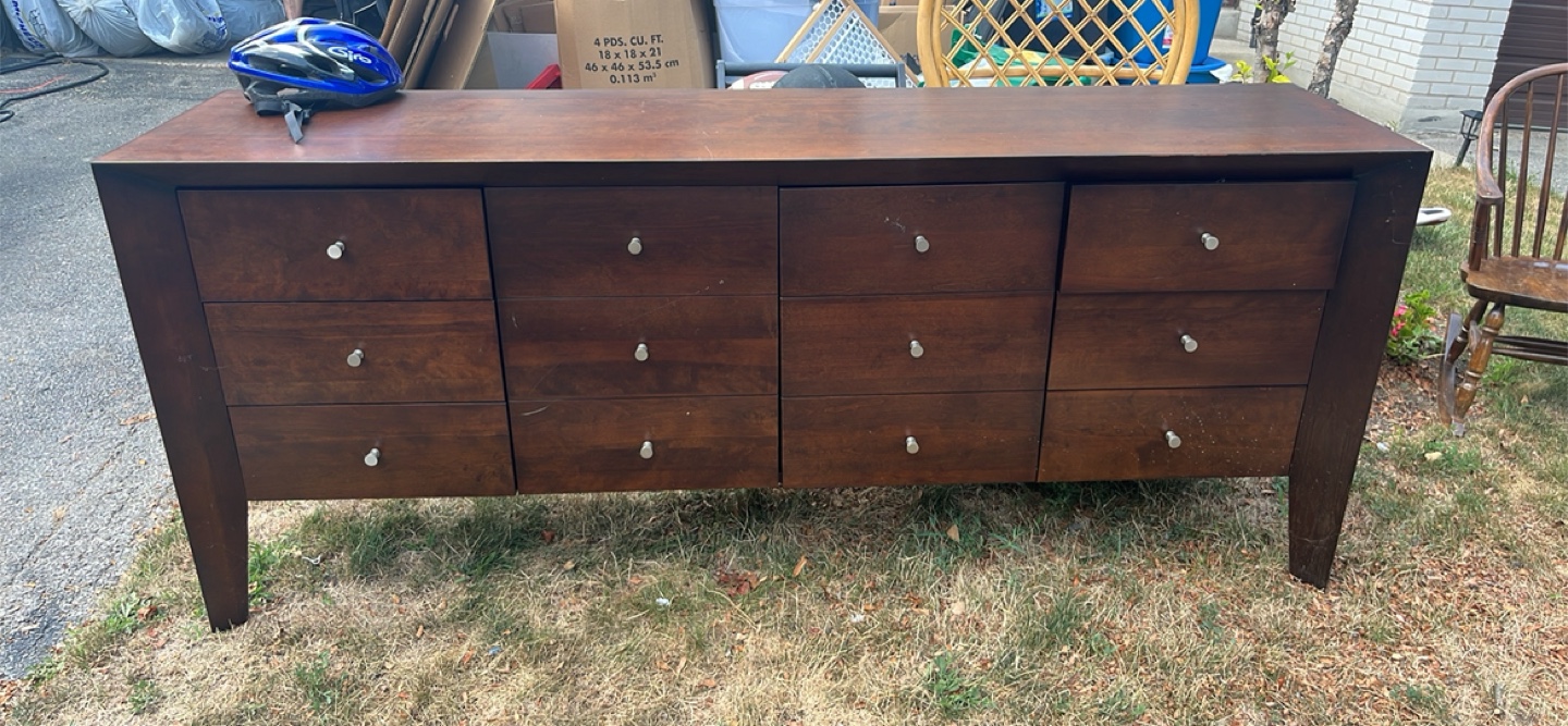Brown Wood Dresser with 8 Drawers