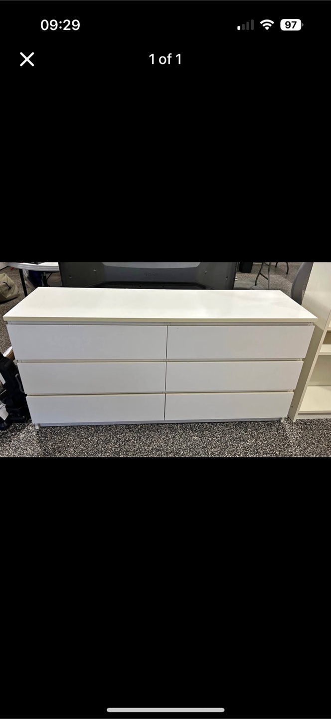 White Ikea Dresser with Six Drawers