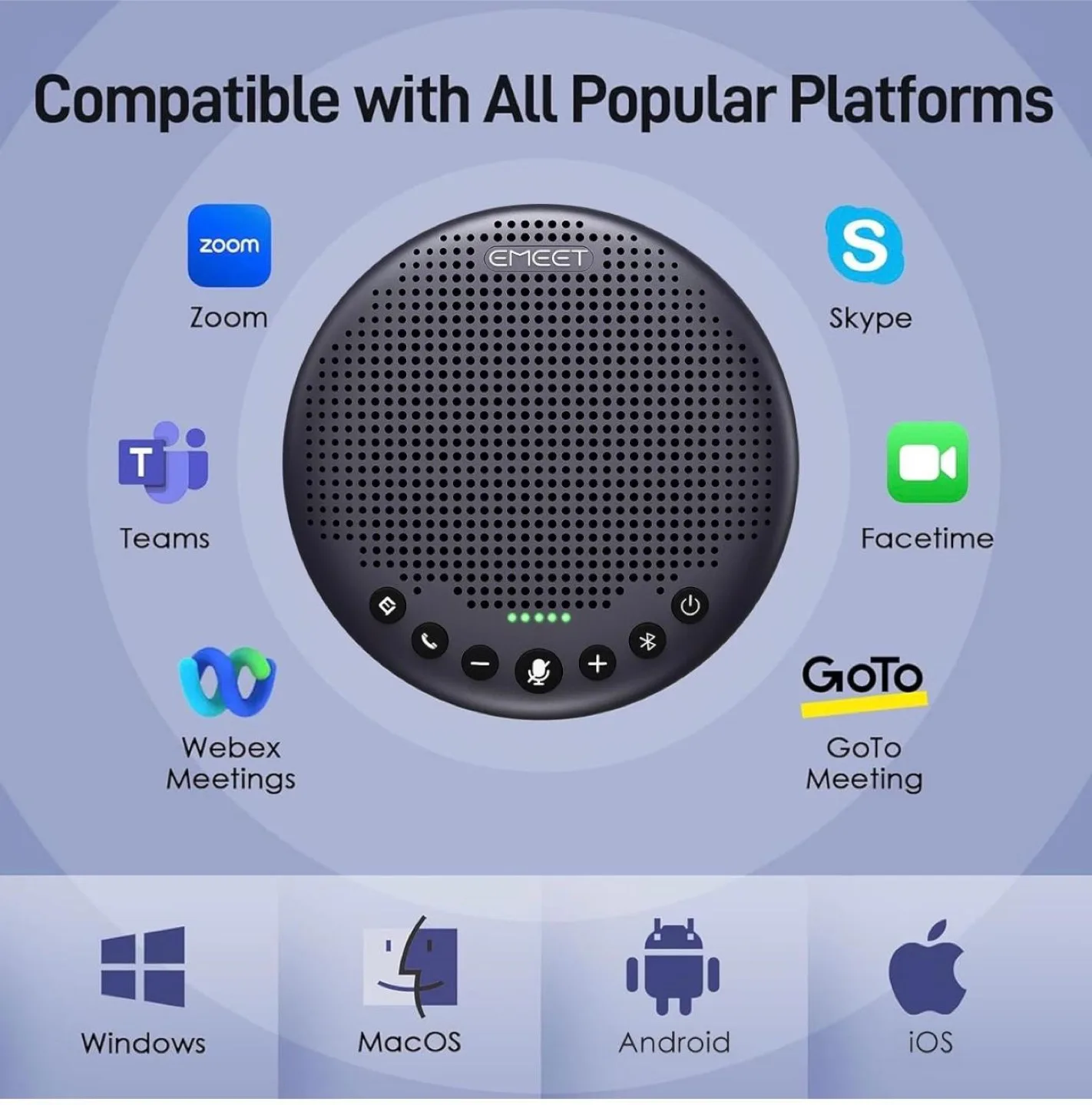 eMeet OfficeCore Luna Plus Wireless Speakerphone - New! image indicator(4)