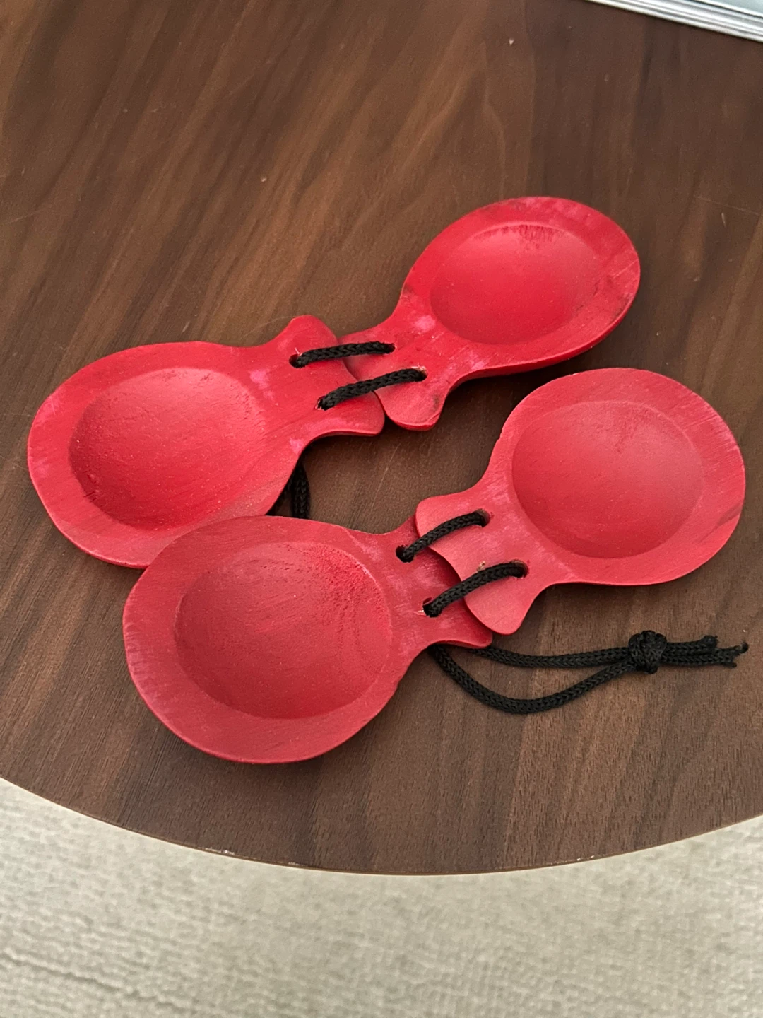 Red Wooden Castanets - Musical Instrument - photo 3