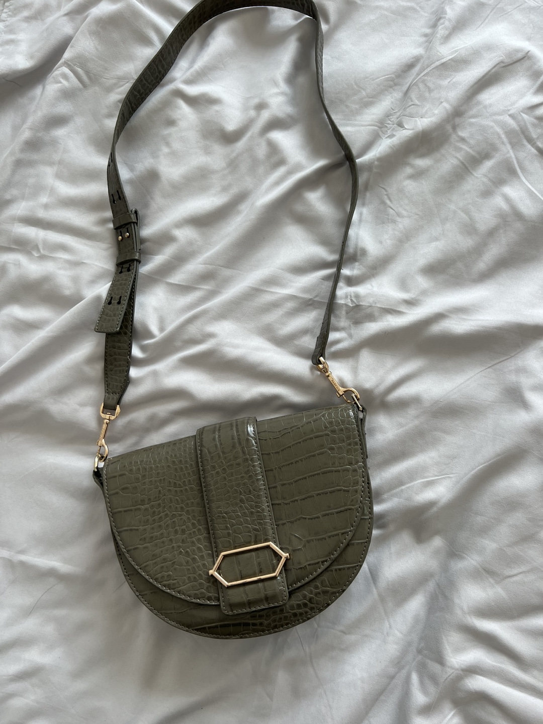 Parfois Green Croc Embossed Shoulder Bag - photo 3