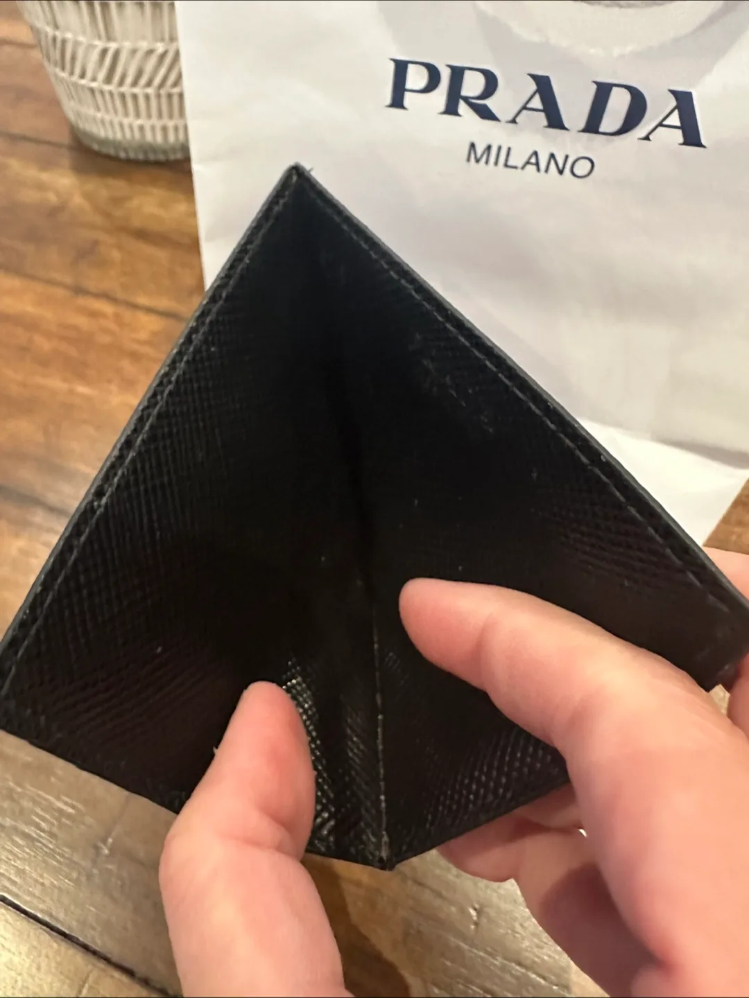 Authentic Prada Black Leather Card Holder with Authenticity Card image indicator(4)