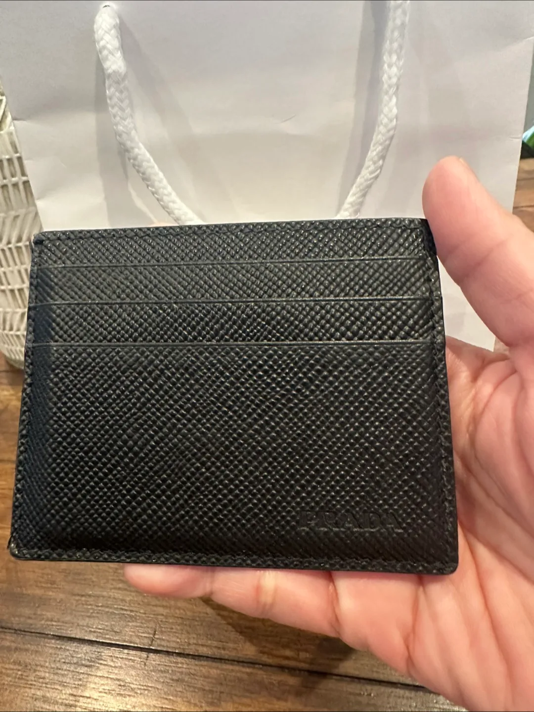 Authentic Prada Black Leather Card Holder with Authenticity Card image indicator(2)