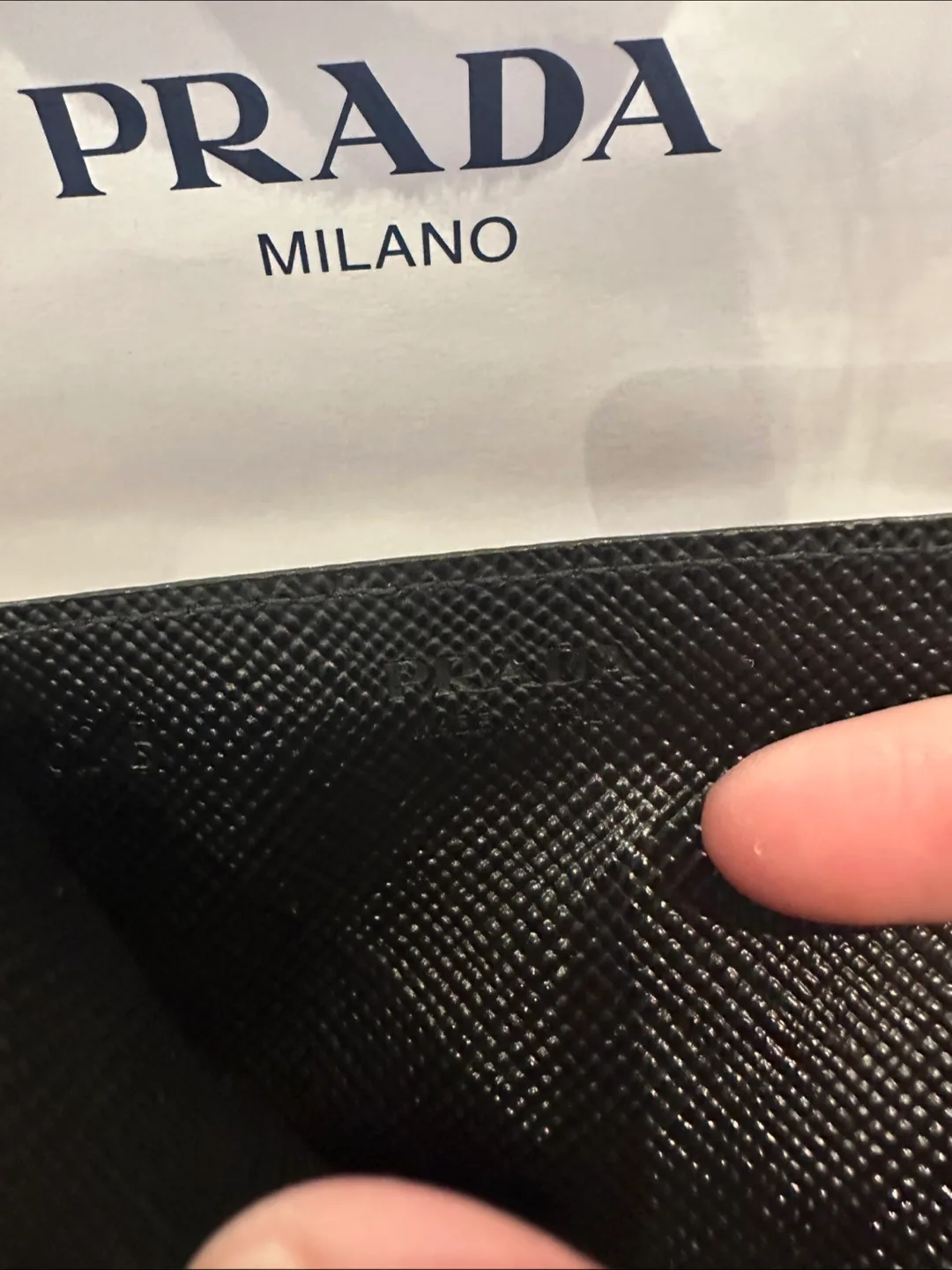 Authentic Prada Black Leather Card Holder with Authenticity Card image indicator(5)