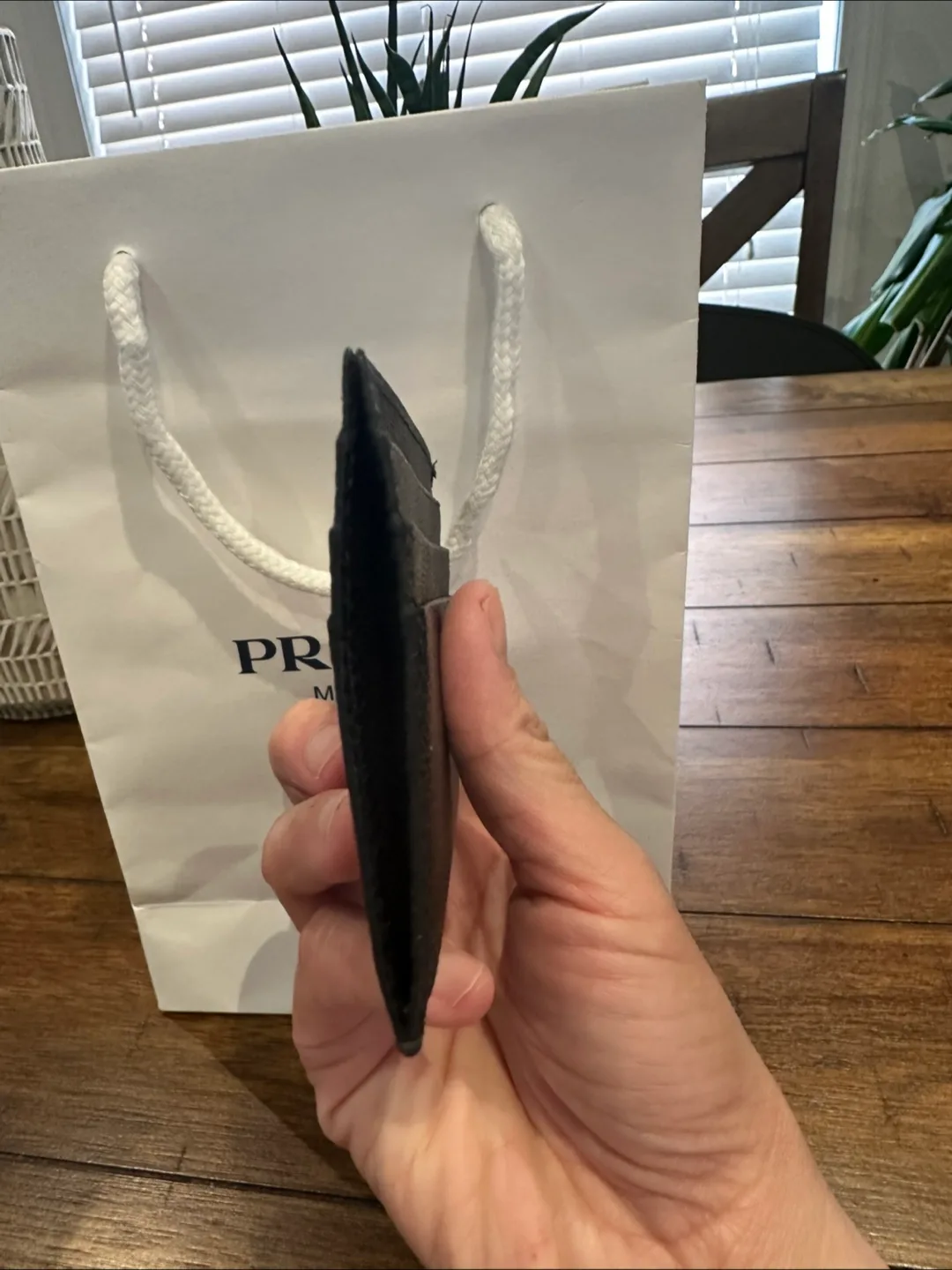 Authentic Prada Black Leather Card Holder with Authenticity Card image indicator(3)