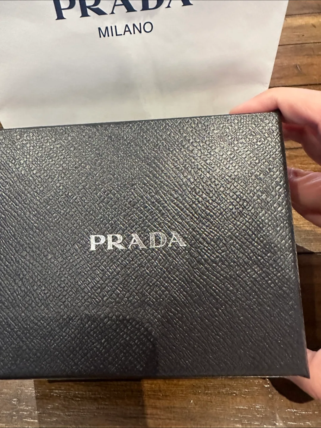 Authentic Prada Black Leather Card Holder with Authenticity Card image indicator(7)