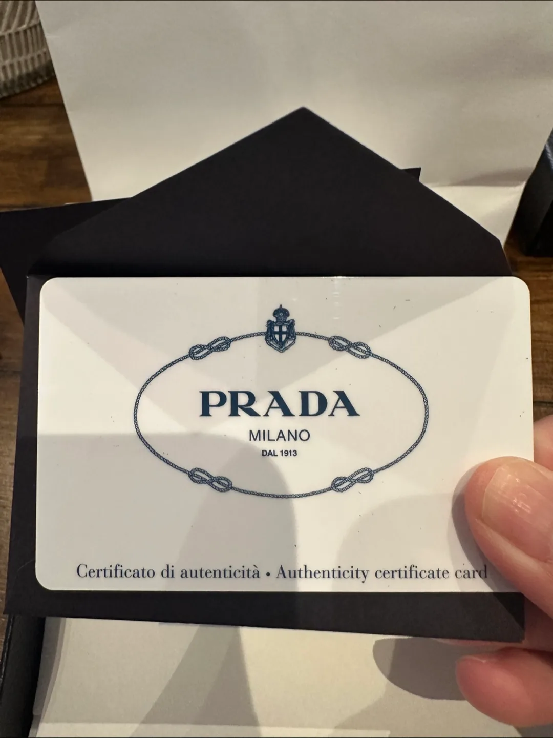 Authentic Prada Black Leather Card Holder with Authenticity Card image indicator(9)