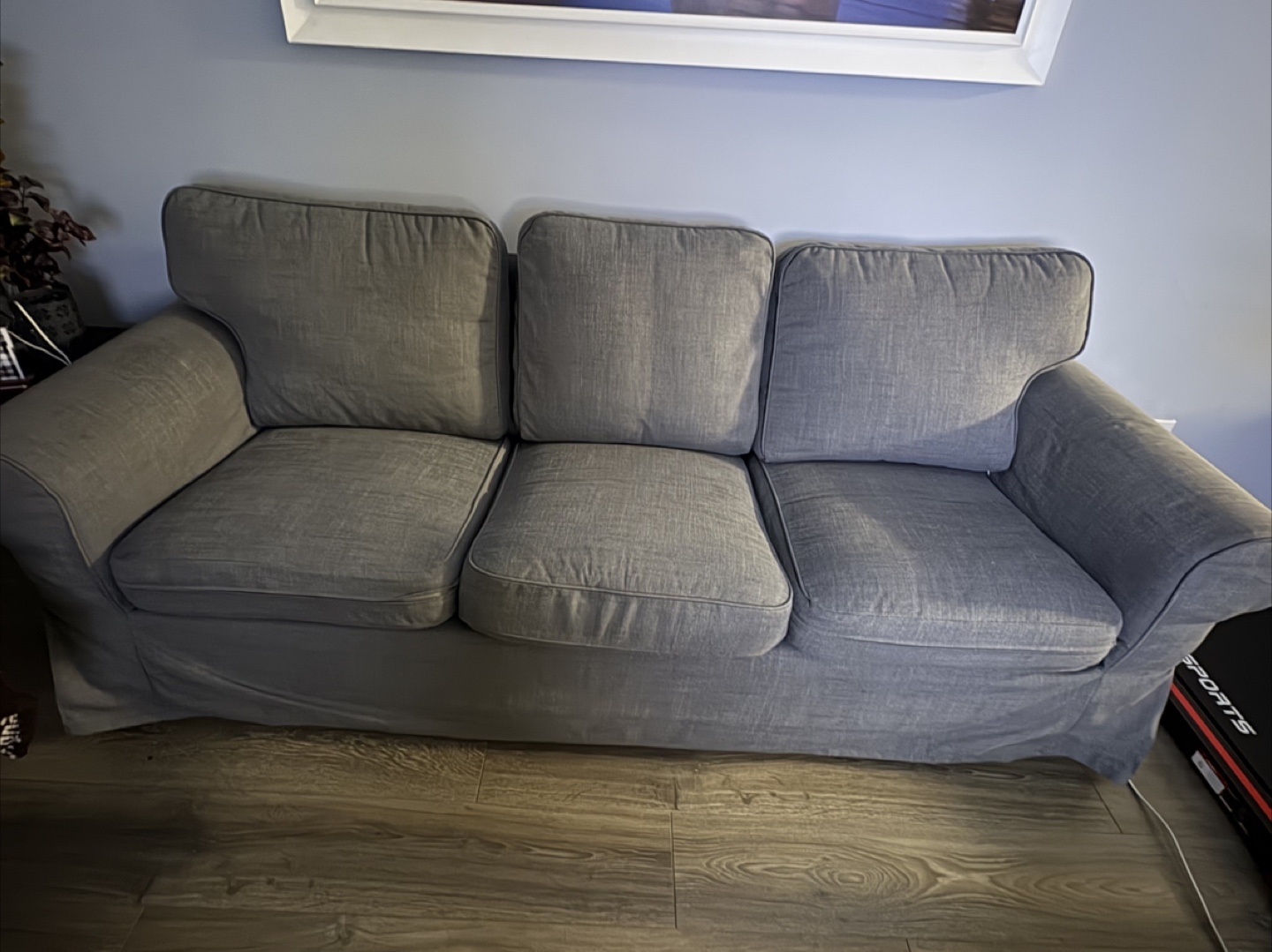 Three-Seat Sofa I. Grey blue denim