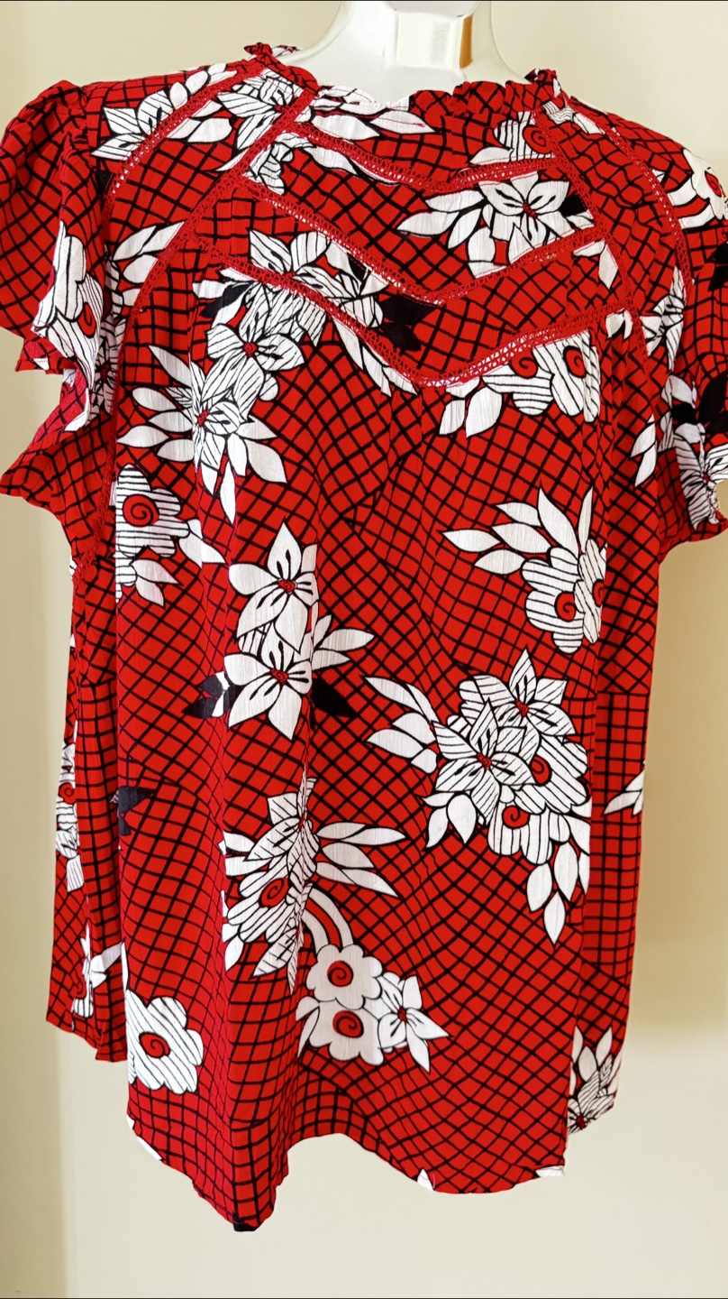 Red Floral Print Top size 1x